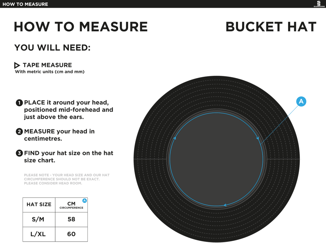 WESTCOTT CC Dual Bucket Hat - Navy - Size Guide